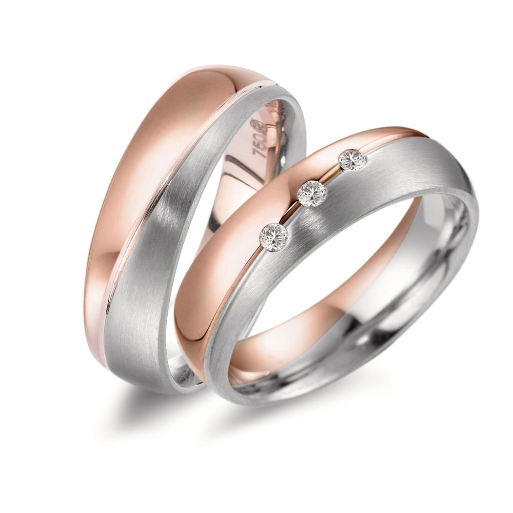 Anillo de pareja 750/oro rojo de 18 quilates, 750/oro blanco de 18 quilates