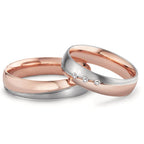 Anillo de pareja 750/oro rojo de 18 quilates, 750/oro blanco de 18 quilates Diamante 0.045 ct, 3 piedras, tw-vsi