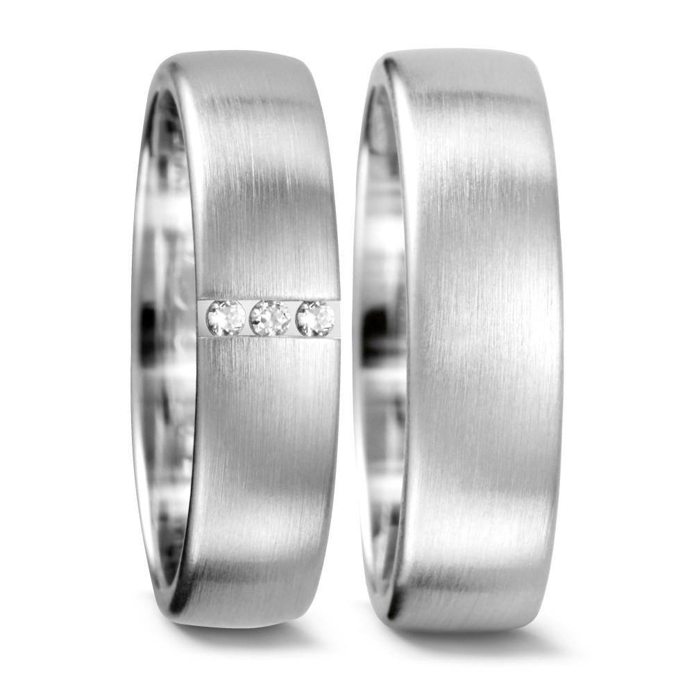 Anillo de pareja 750/oro blanco de 18 quilates