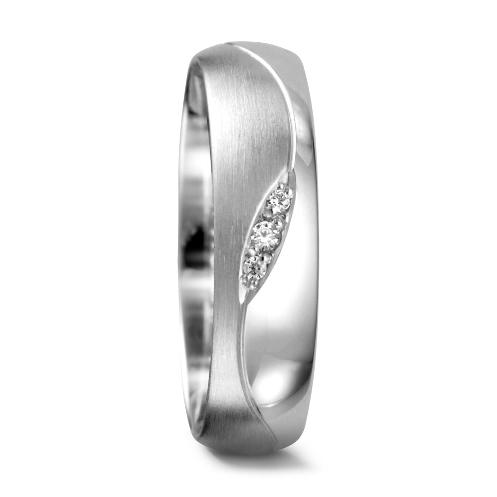 Anillo de pareja 750/oro blanco de 18 quilates Diamante 0.02 ct, 3 piedras, tw-vsi