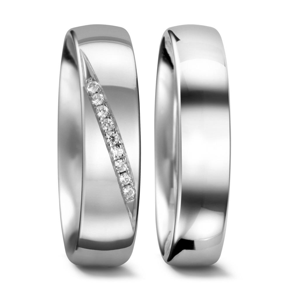 Anillo de pareja 750/oro blanco de 18 quilates