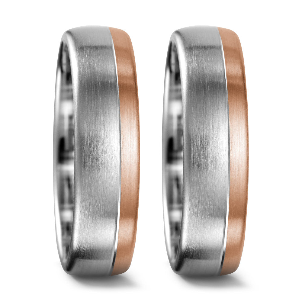 Anillo de pareja 750/oro blanco de 18 quilates, 750/oro rojo de 18 quilates