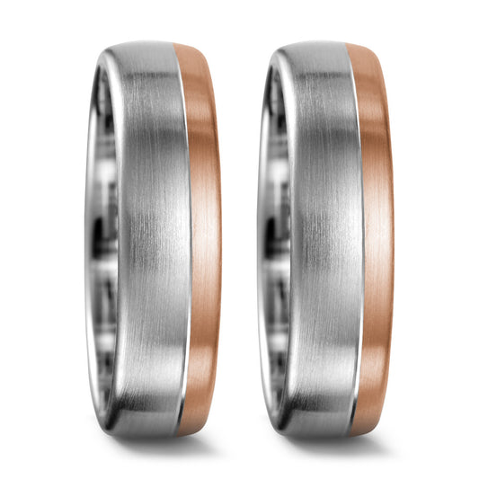 Anillo de pareja 750/oro blanco de 18 quilates, 750/oro rojo de 18 quilates