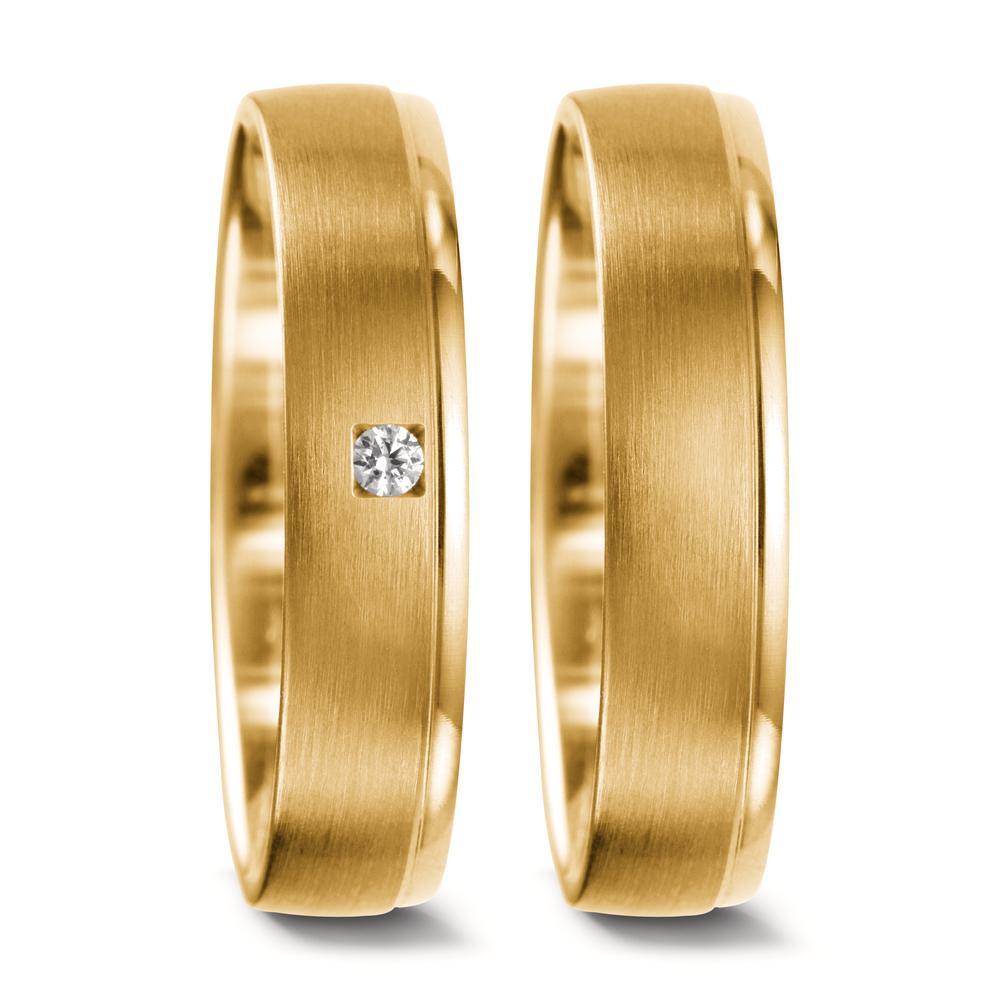 Anillo de pareja 750/oro amarillo de 18 quilates Diamante 0.03 ct, tw-vsi