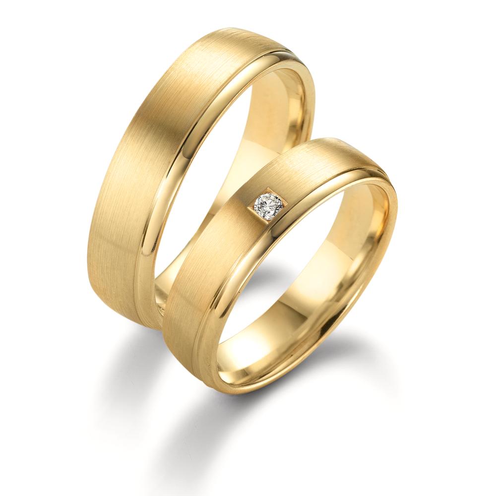 Anillo de pareja 750/oro amarillo de 18 quilates Diamante 0.03 ct, tw-vsi