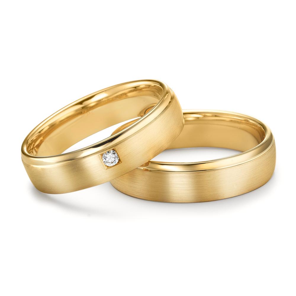 Anillo de pareja 750/oro amarillo de 18 quilates Diamante 0.03 ct, tw-vsi
