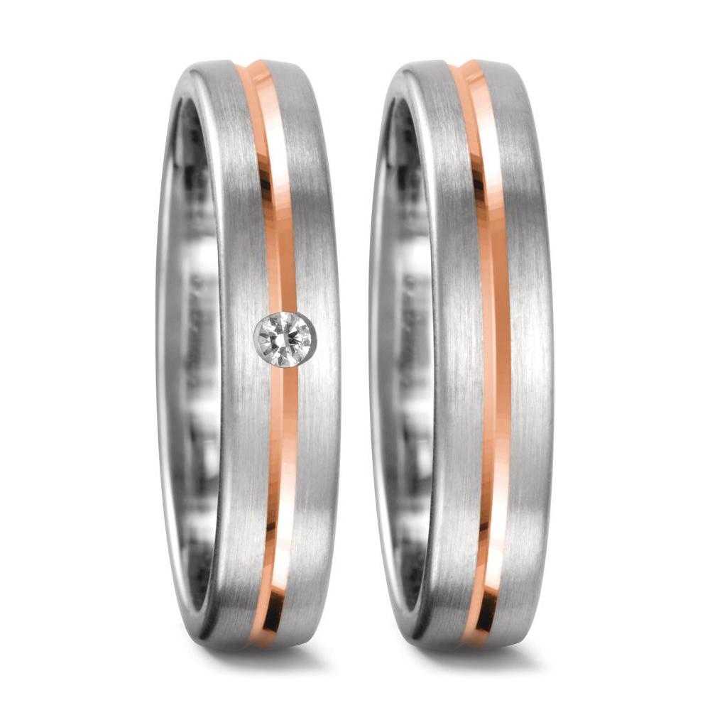 Anillo de pareja 750/oro blanco de 18 quilates, 750/oro rojo de 18 quilates