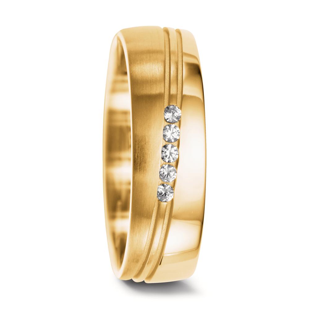 Anillo de pareja 750/oro amarillo de 18 quilates Diamante 0.075 ct, 5 piedras, w-si