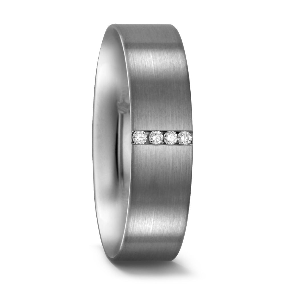 Anillo de dedo 950 paladio Diamante 0.04 ct, 4 piedras, tw-si