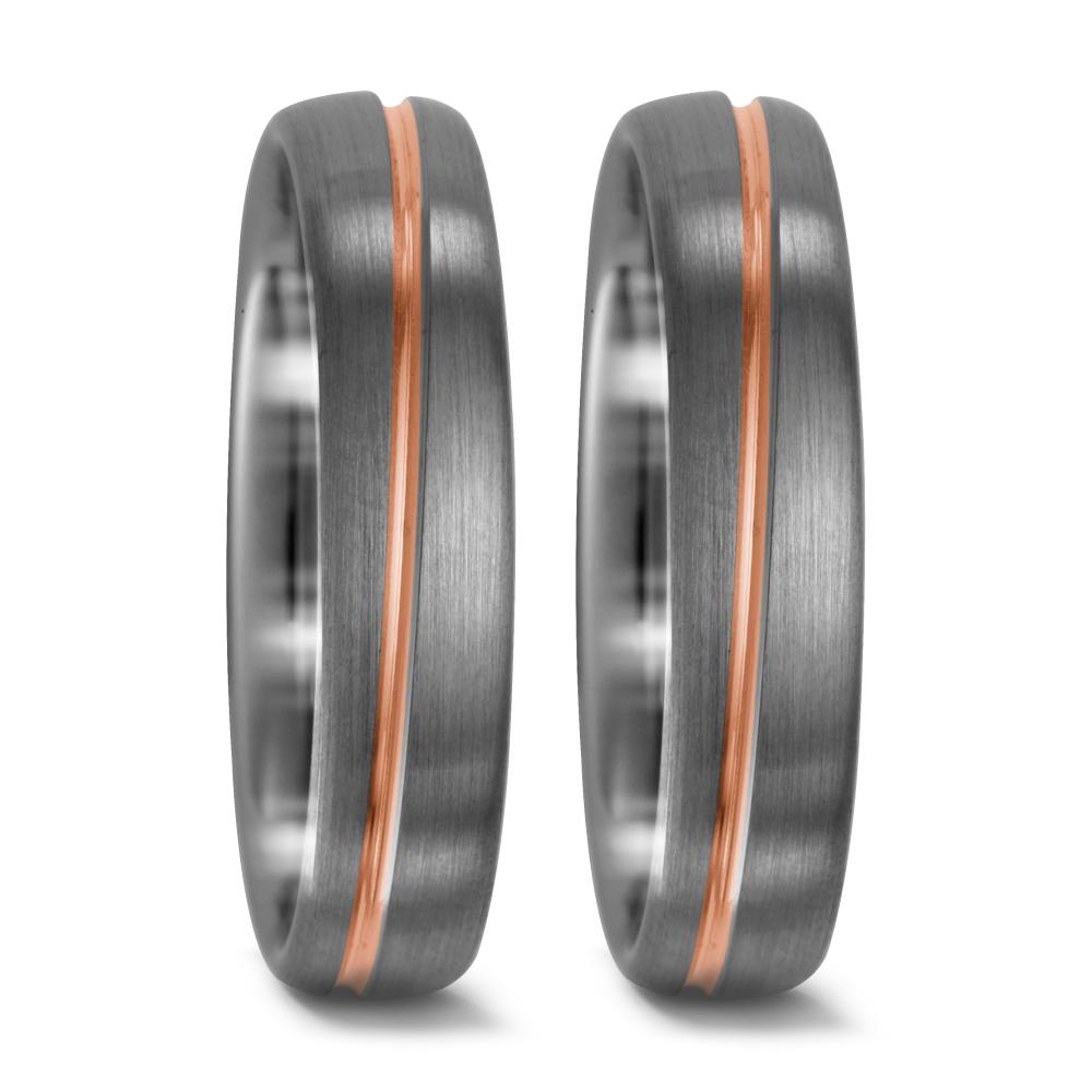 Anillo de pareja 500 paladio, 750/oro rojo de 18 quilates