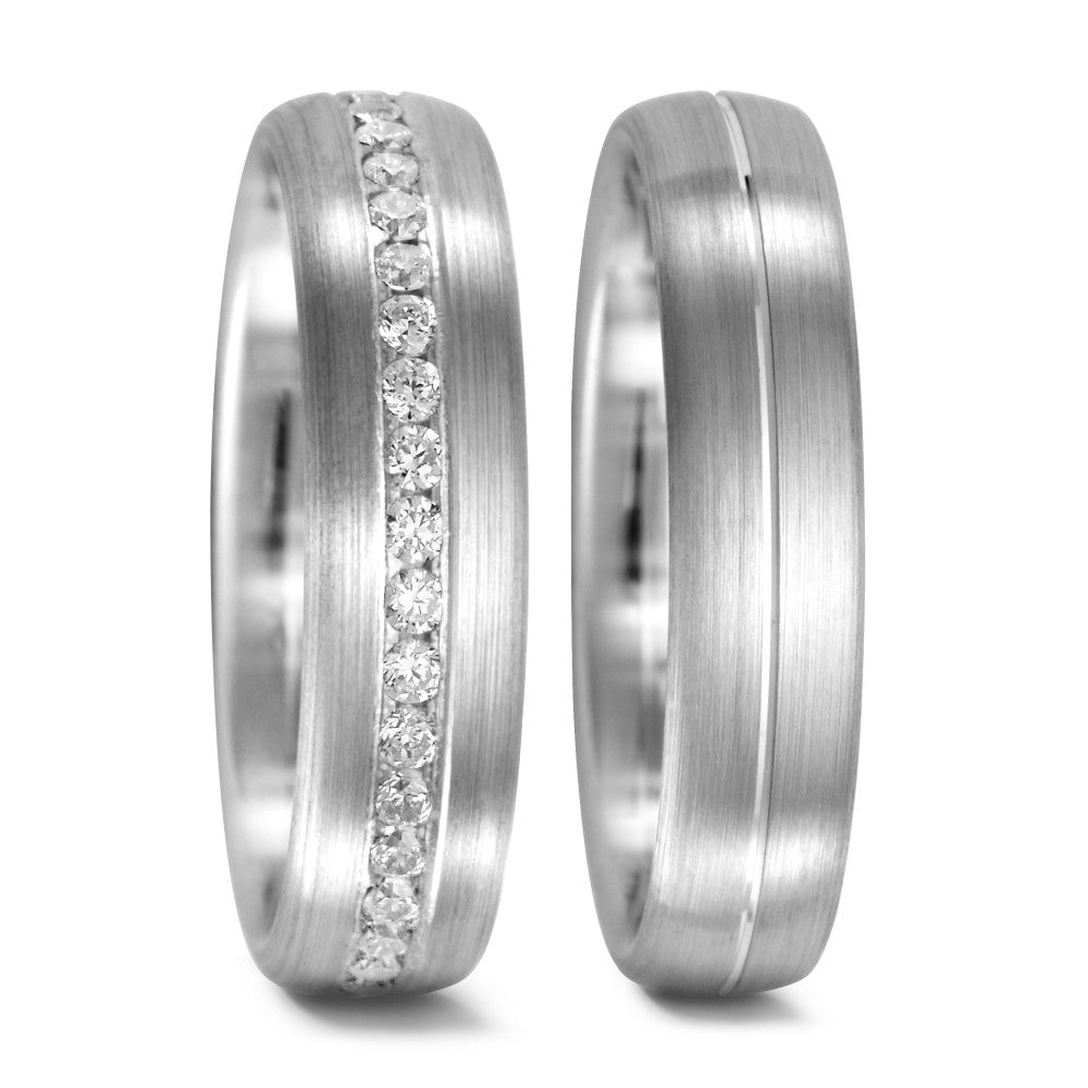 Anillo de pareja 750/oro blanco de 18 quilates