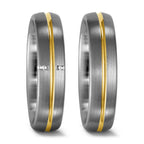 Anillo de dedo 950 paladio, 750/oro amarillo de 18 quilates Diamante 0.02 ct, 4 piedras, tw-vsi
