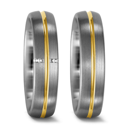 Anillo de dedo 950 paladio, 750/oro amarillo de 18 quilates