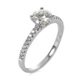Anillo de dedo 750/oro blanco de 18 quilates Moissanita 6 mm, Diamante 0.158 ct, 18 piedras, [Brillant]
