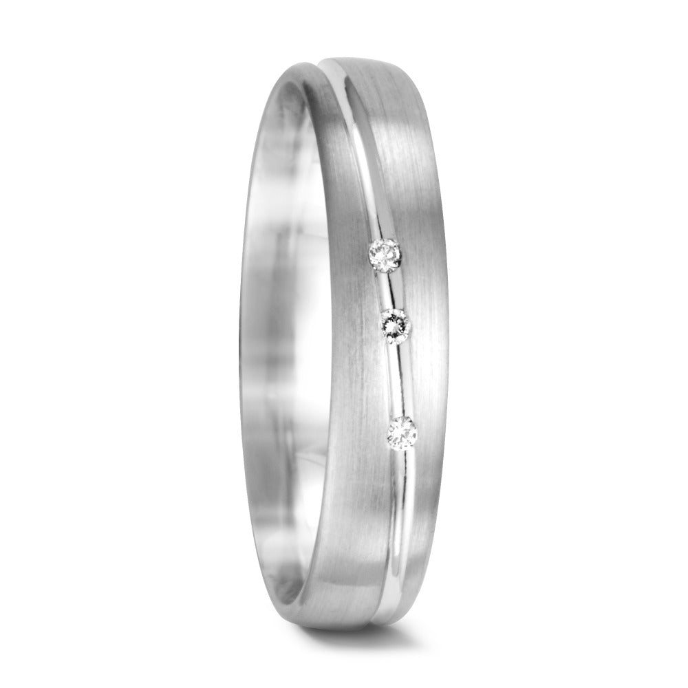 Anillo de pareja 750/oro blanco de 18 quilates Diamante 0.018 ct, 3 piedras, w-si
