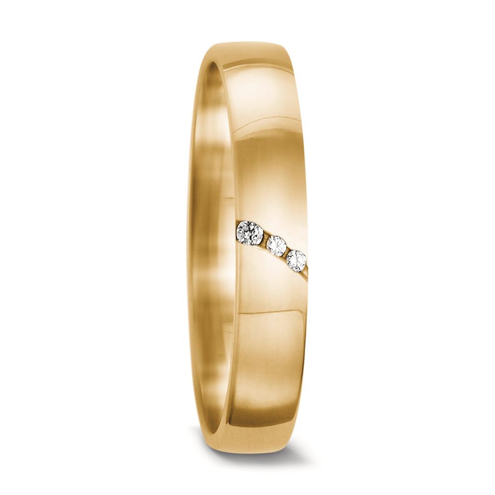 Anillo de pareja 750/oro amarillo de 18 quilates Diamante 0.02 ct, 3 piedras, tw-vsi