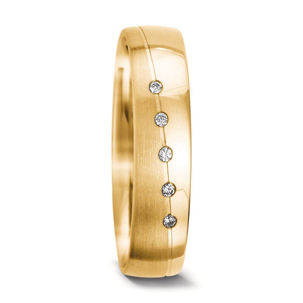 Anillo de pareja 750/oro amarillo de 18 quilates Diamante 0.025 ct, 5 piedras, tw-vsi