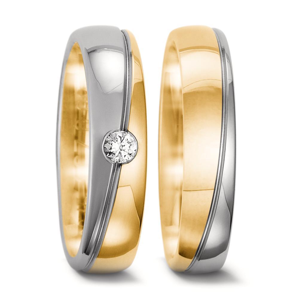 Anillo de pareja 750/oro amarillo de 18 quilates, 750/oro blanco de 18 quilates