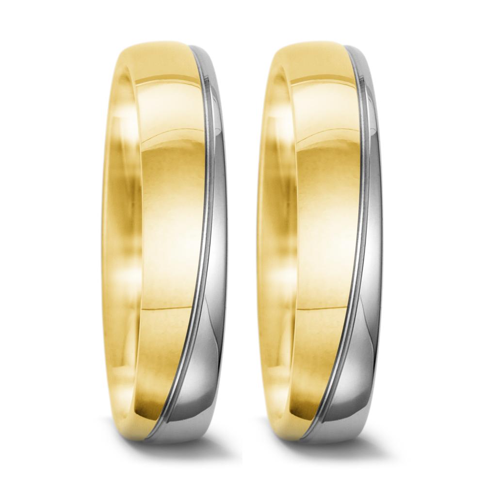 Anillo de pareja 750/oro amarillo de 18 quilates, 750/oro blanco de 18 quilates