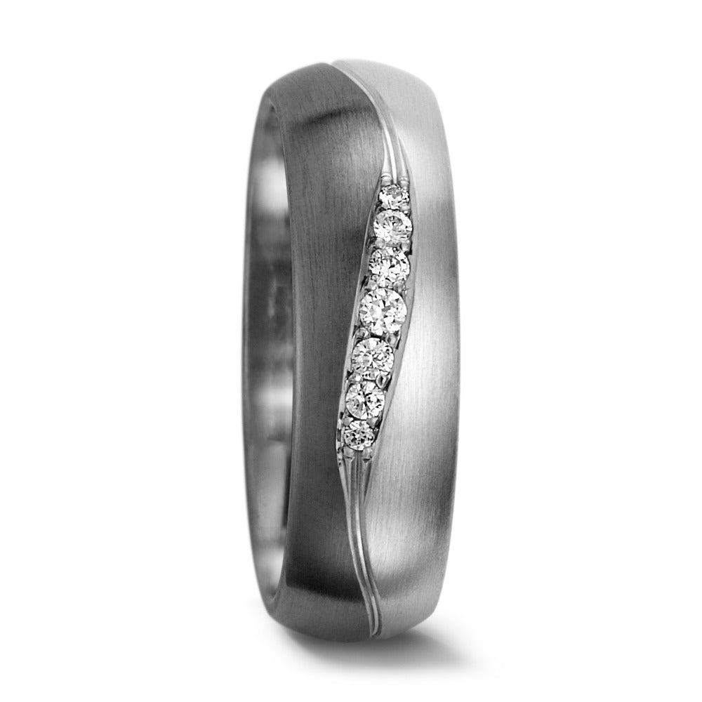 Anillo de pareja 500 paladio, Oro blanco de 375/9 quilates Diamante 0.08 ct, 7 piedras, tw-vsi