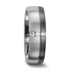 Anillo de pareja 500 paladio, Oro blanco de 375/9 quilates Diamante 0.075 ct, 3 piedras, tw-vsi