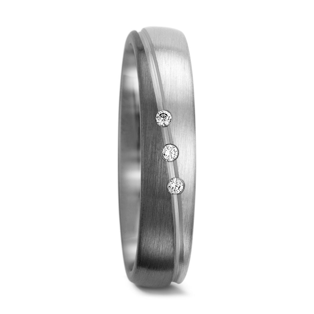 Anillo de pareja 500 paladio, Oro blanco de 375/9 quilates Diamante 0.045 ct, 3 piedras, tw-vsi
