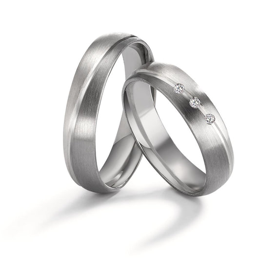 Anillo de pareja 500 paladio, Oro blanco de 375/9 quilates Diamante 0.045 ct, 3 piedras, tw-vsi