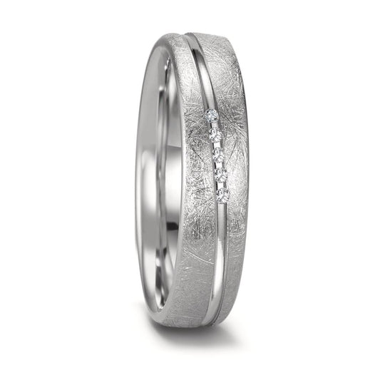 Anillo de pareja 750/oro blanco de 18 quilates Diamante 0.025 ct, 5 piedras, tw-si