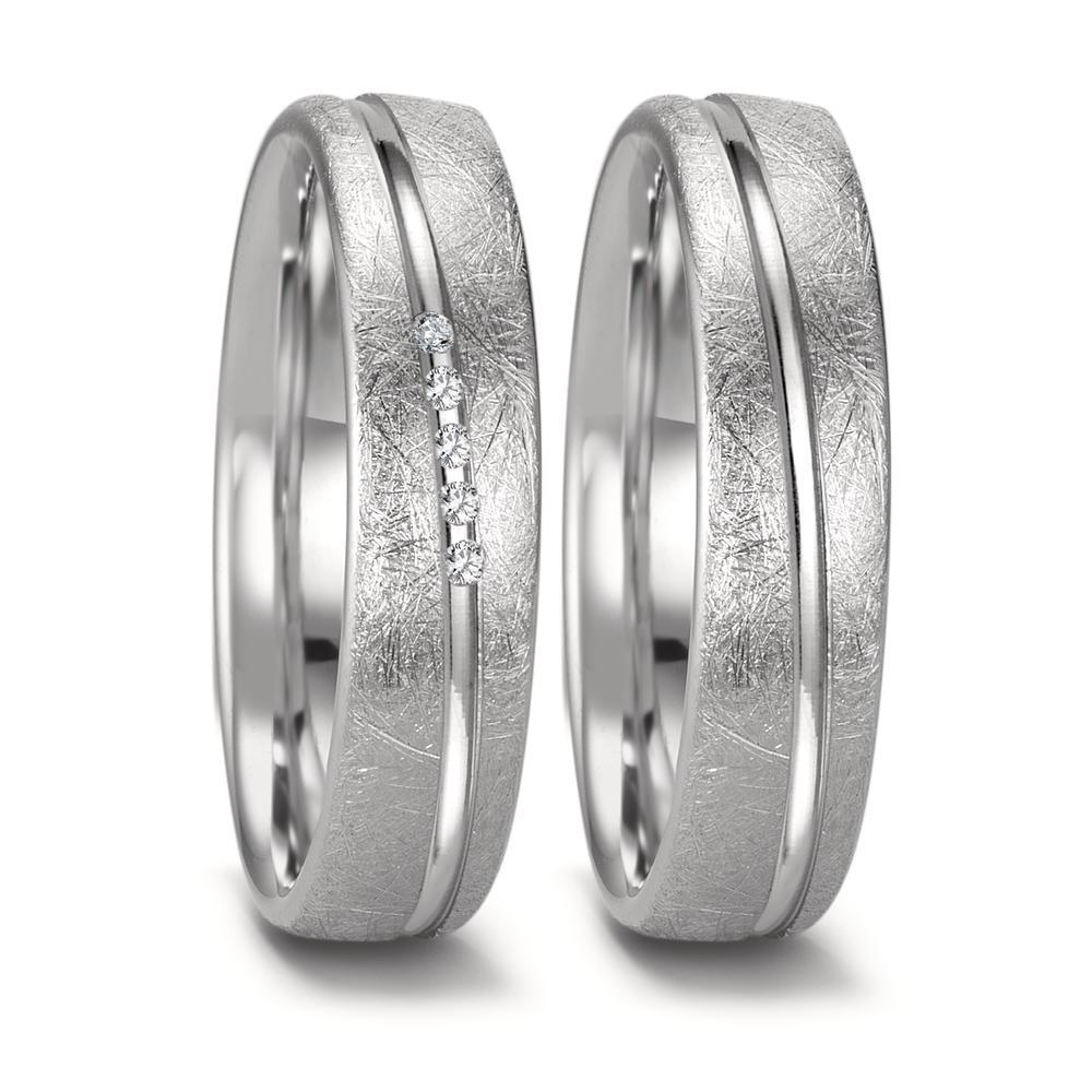 Anillo de pareja 750/oro blanco de 18 quilates Diamante 0.025 ct, 5 piedras, tw-si