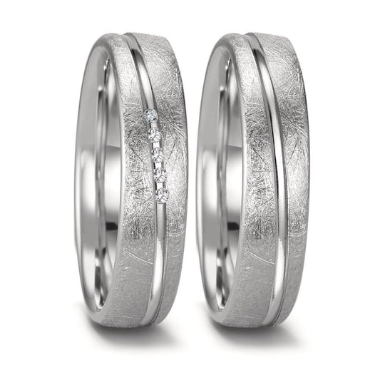 Anillo de pareja 750/oro blanco de 18 quilates Diamante 0.025 ct, 5 piedras, tw-si