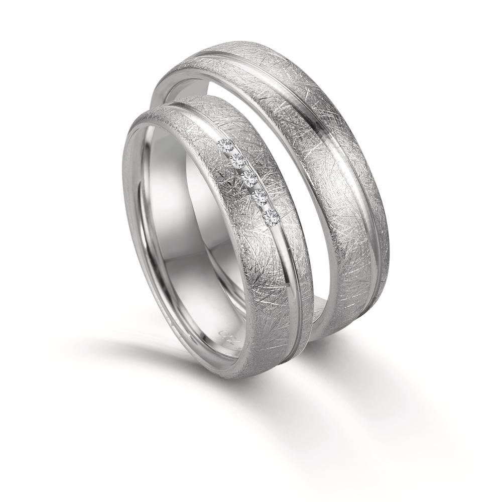 Anillo de pareja 750/oro blanco de 18 quilates Diamante 0.025 ct, 5 piedras, tw-si