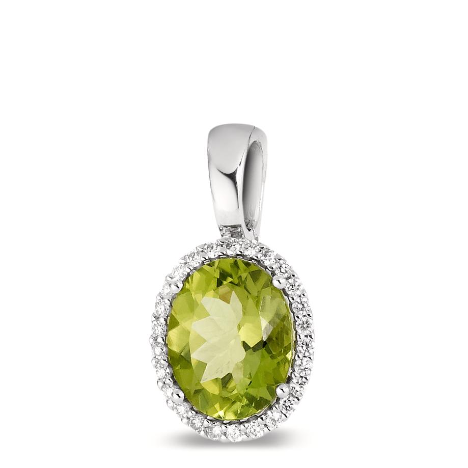 Colgante 750/oro blanco de 18 quilates Peridoto verde, [oval], Diamante blanco, 0.15 ct, 26 piedras, tw-vsi