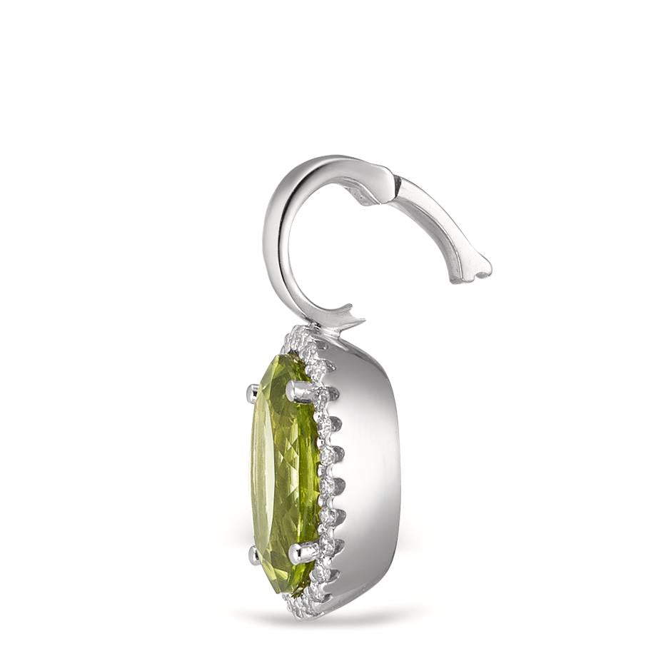 Colgante 750/oro blanco de 18 quilates Peridoto verde, [oval], Diamante blanco, 0.15 ct, 26 piedras, tw-vsi