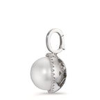 Colgante 750/oro blanco de 18 quilates Diamante blanco, 0.19 ct, 32 piedras, [Brillant], tw-vsi Perla cultivada de agua dulce blanco, 12.5 mm Ø16 mm