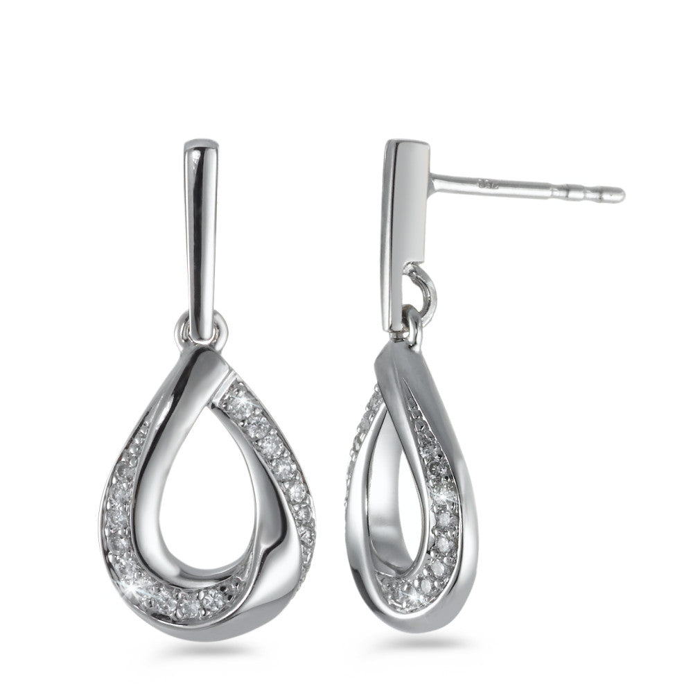 Pendientes 750/oro blanco de 18 quilates Diamante blanco, 0.16 ct, 34 piedras, [Brillant], w-si
