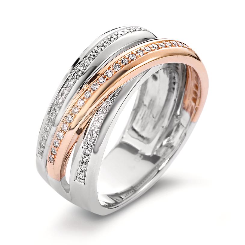 Anillo de dedo 750/oro blanco de 18 quilates, 750/oro rojo de 18 quilates Diamante blanco, 0.30 ct, 79 piedras, [Brillant], w-si