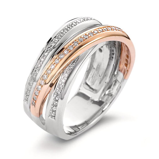 Anillo de dedo 750/oro blanco de 18 quilates, 750/oro rojo de 18 quilates Diamante blanco, 0.30 ct, 79 piedras, [Brillant], w-si