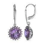 Pendientes 750/oro blanco de 18 quilates Amatista Violeta, 38 piedras
