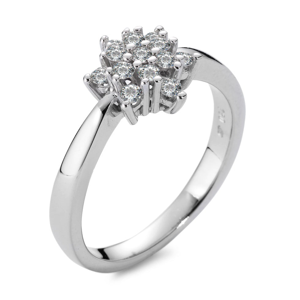Anillo de dedo 750/oro blanco de 18 quilates Diamante blanco, 0.33 ct, 13 piedras, [Brillant], w-si estrella
