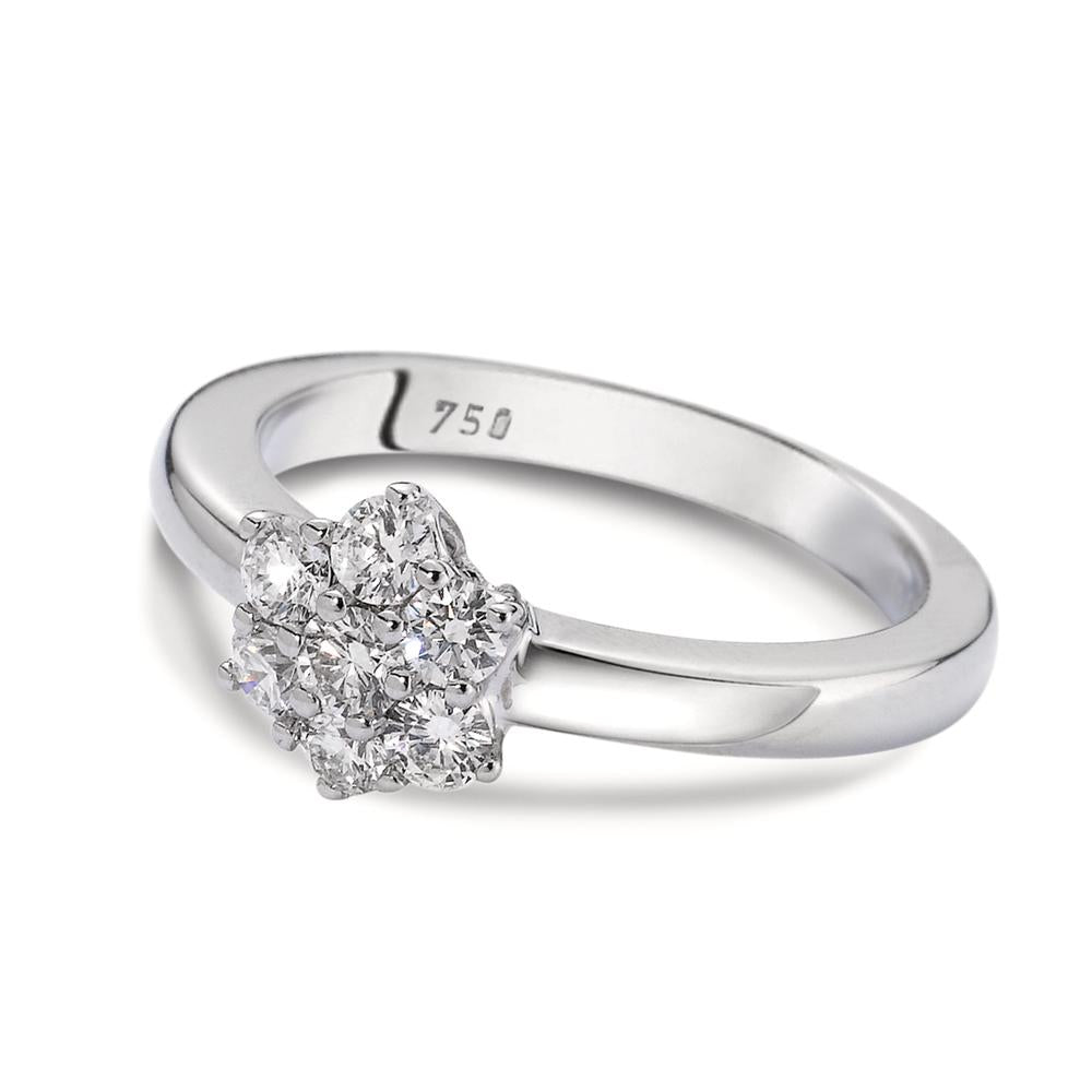 Anillo solitario 750/oro blanco de 18 quilates Diamante blanco, 0.50 ct, 7 piedras, [Brillant], w-si