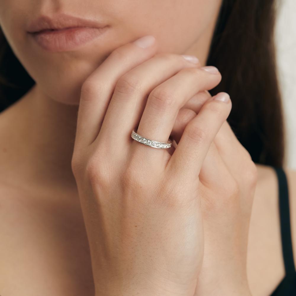 Anillo de memoria 750/oro blanco de 18 quilates Diamante blanco, 1 ct, 25 piedras, [Brillant], w-si