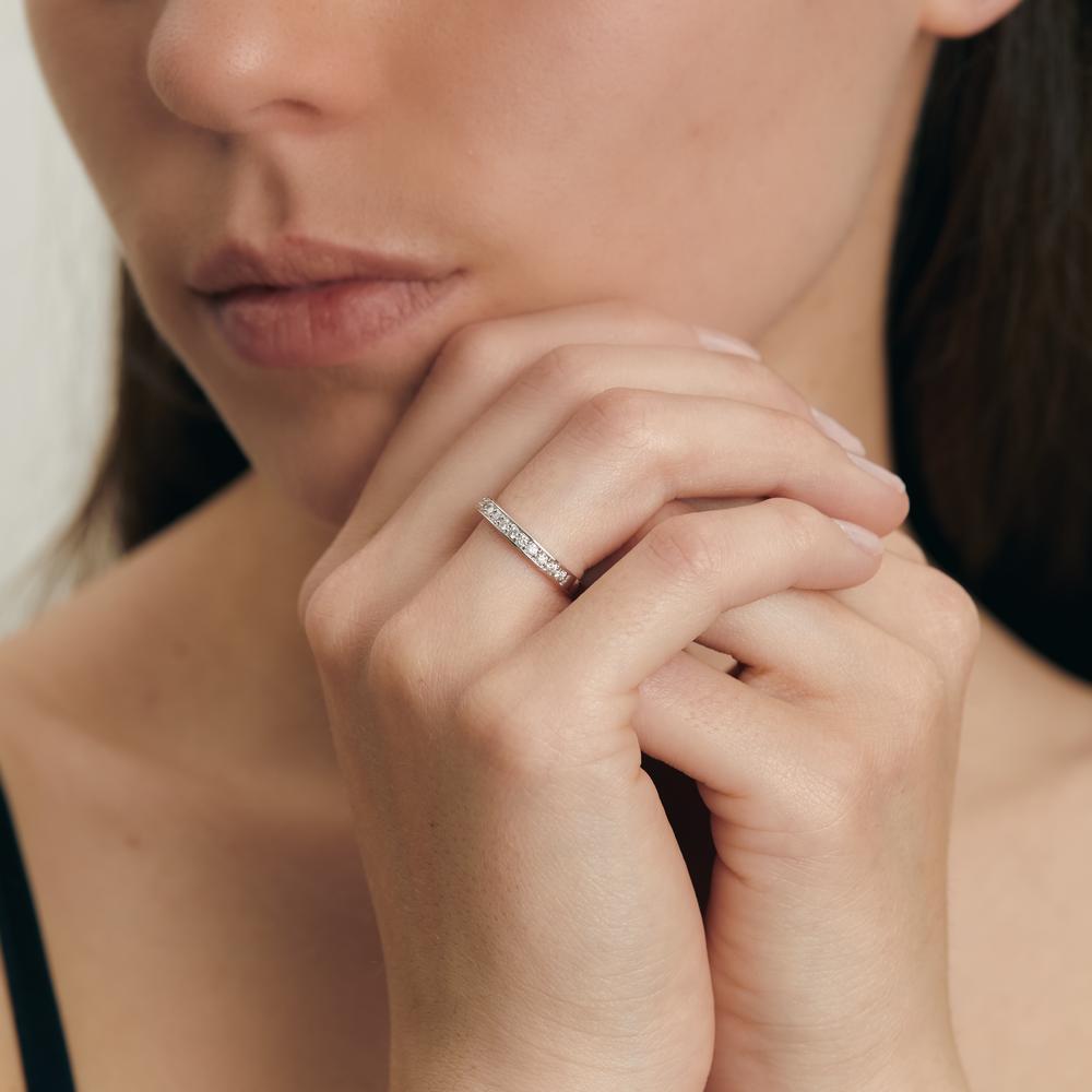 Anillo de memoria 750/oro blanco de 18 quilates Diamante blanco, 0.33 ct, 19 piedras, [Brillant], w-si