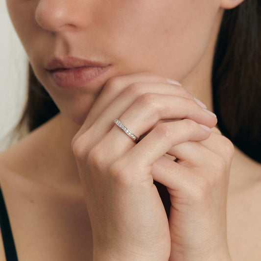 Anillo de memoria 750/oro blanco de 18 quilates Diamante blanco, 0.33 ct, 19 piedras, [Brillant], w-si