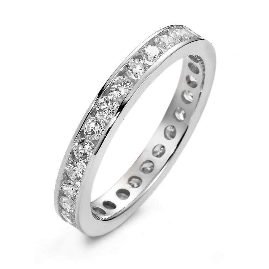 Anillo de memoria 750/oro blanco de 18 quilates Diamante blanco, 1 ct, 28 piedras, [Brillant], w-si