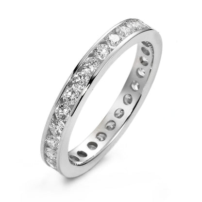Anillo de memoria 750/oro blanco de 18 quilates Diamante blanco, 1 ct, 28 piedras, [Brillant], w-si
