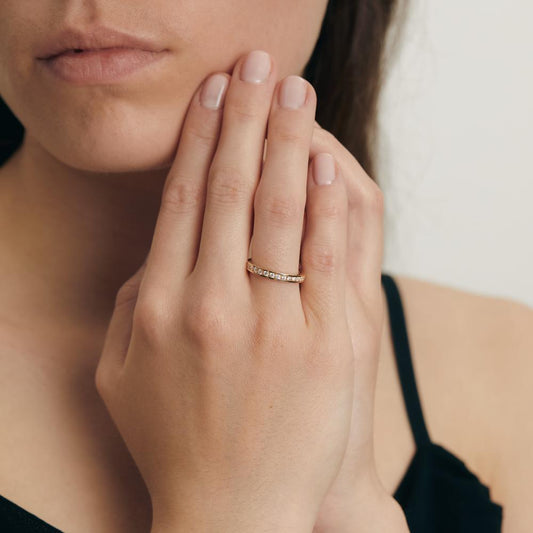 Anillo de memoria 750/oro amarillo de 18 quilates Diamante blanco, 0.65 ct, 34 piedras, [Brillant], w-si