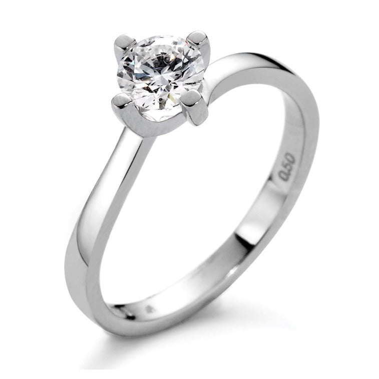 Anillo solitario 750/oro blanco de 18 quilates Diamante blanco, 0.10 ct, [Brillant], w-si