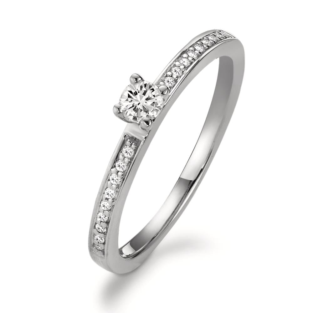 Anillo solitario 750/oro blanco de 18 quilates Diamante blanco, 0.20 ct, [Brillant], w-si Ø3 mm