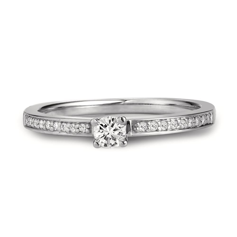 Anillo solitario 750/oro blanco de 18 quilates Diamante blanco, 0.20 ct, [Brillant], w-si Ø3 mm