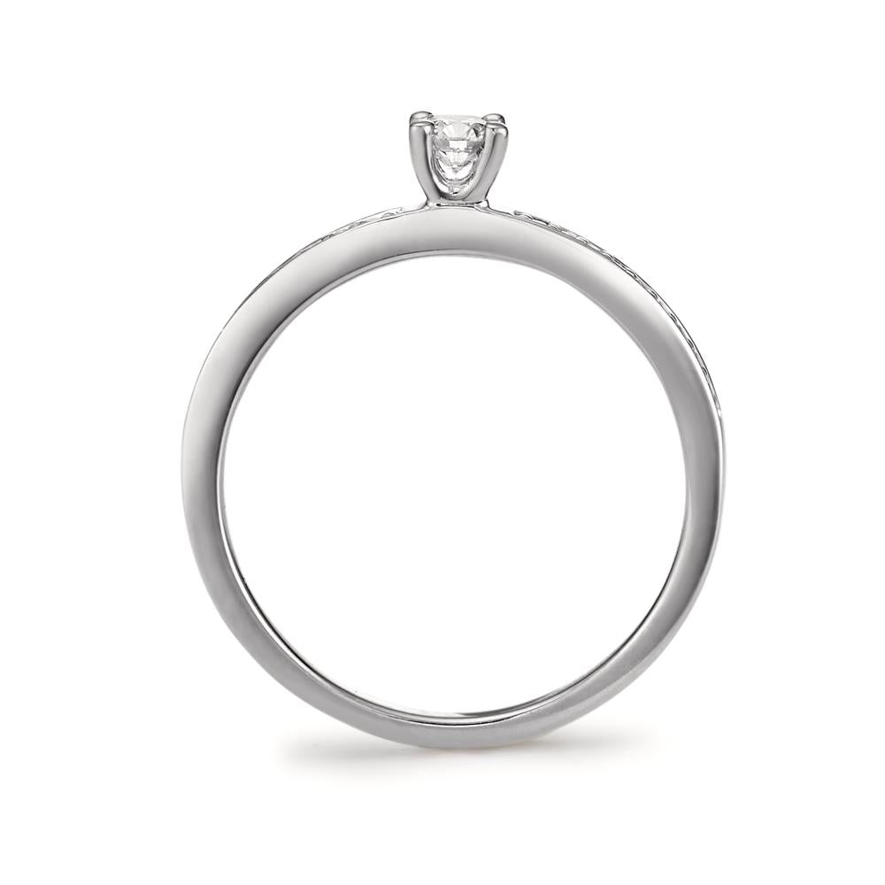 Anillo solitario 750/oro blanco de 18 quilates Diamante blanco, 0.20 ct, [Brillant], w-si Ø3 mm
